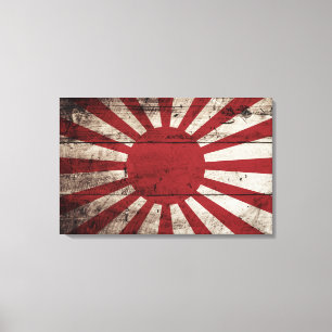Toile Drapeau du Japon Soleil Levant sur le vieux grain