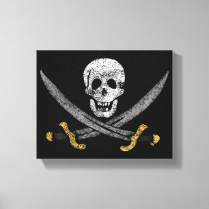 Toile Drapeau du Jolly roger du crâne et des épées