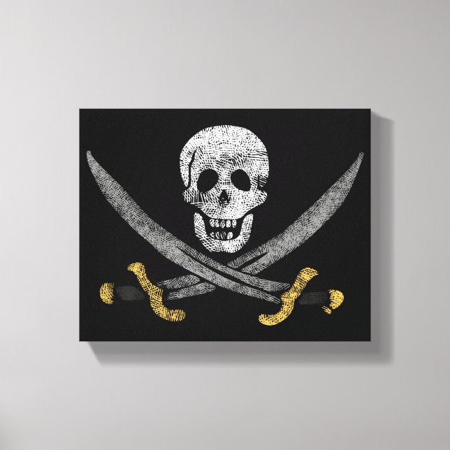 Toile Drapeau du Jolly roger du pirate du crâne et des é (Recto)
