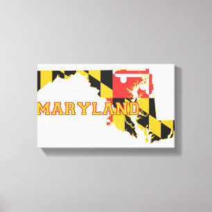 Toile Drapeau et carte d'état du Maryland