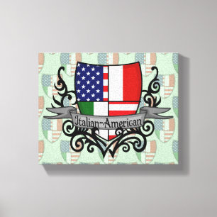 Toile Drapeau Italien-Américain de bouclier