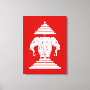 Toile Drapeau Lao / Laos Éléphant à Trois Têtes Erawan