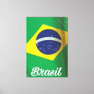 Toile Drapeau national du Brésil affiche de voyage vinta