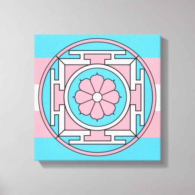 Toile Drapeau transgenre couleurs Mandala Nouvelle Lune  (Recto)