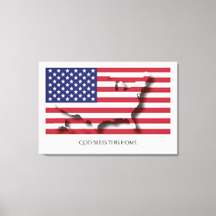 Toile Drapeau USA AMERICA Patriotic Home Texte Customisé
