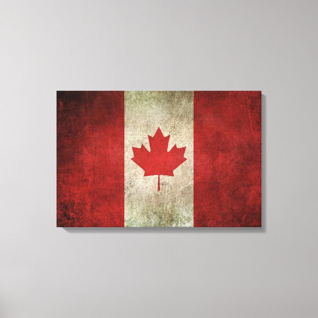 Toile Drapeau vintage en détresse du Canada (Recto)