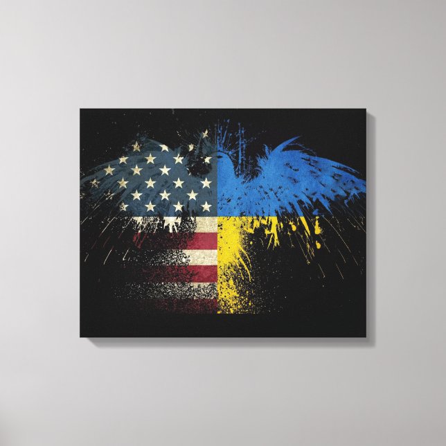 Toile Drapeaux ukrainiens américains (Recto)