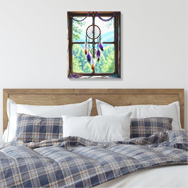 Toile Dreamcatcher in Window | Boho Art (Insitu(Chambre))