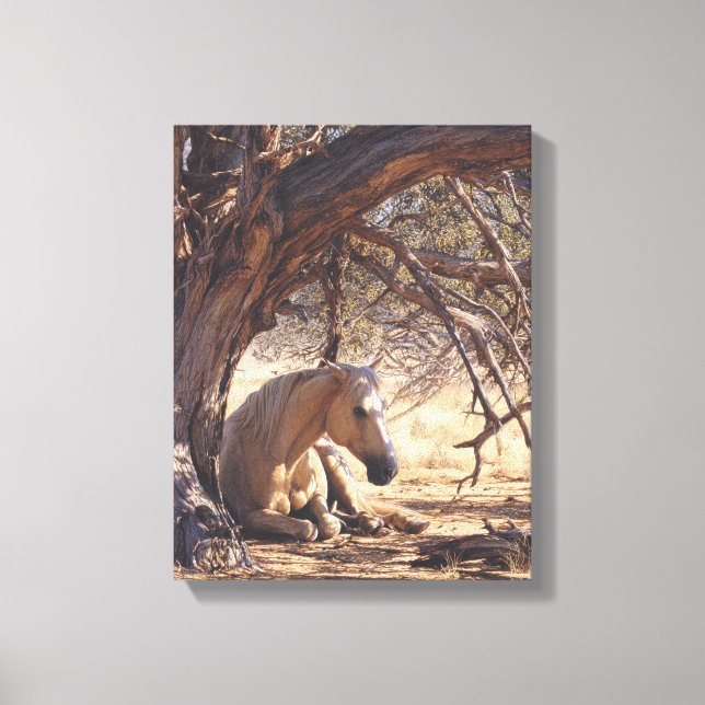 Toile Dreamy Sunset Horse Forest Painting (Recto)