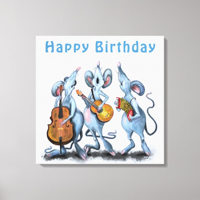 Toile Drôle Anniversaire Canvas Imprimer Souris Musique  (Recto)