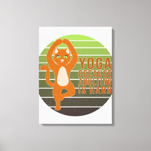 Toile Drôle chat mignon faisant du yoga.