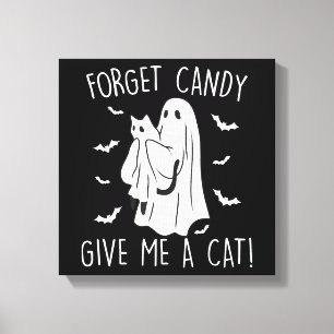 Toile Drôle Halloween Cat Ghost Oublier Candy Donner Moi