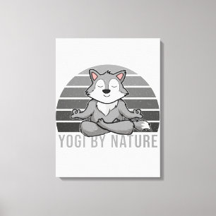 Toile Drôle loup mignon faisant du yoga. drôles de yoga 
