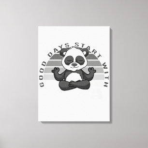 Toile Drôle panda mignon faisant yoga. drôles de yoga po