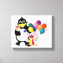 Drôle pingouin et dessin animé clown