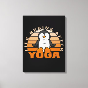 Toile Drôle pingouin mignon faisant du yoga. drôles de y