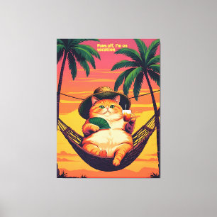 Toile Drôle Rétro Vacances de chats d'été