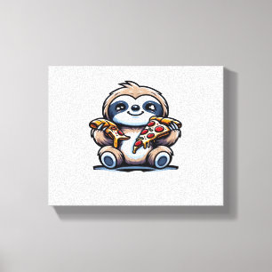 Toile Drôle Sloth mangeant Pizza, Amoureux des animaux K