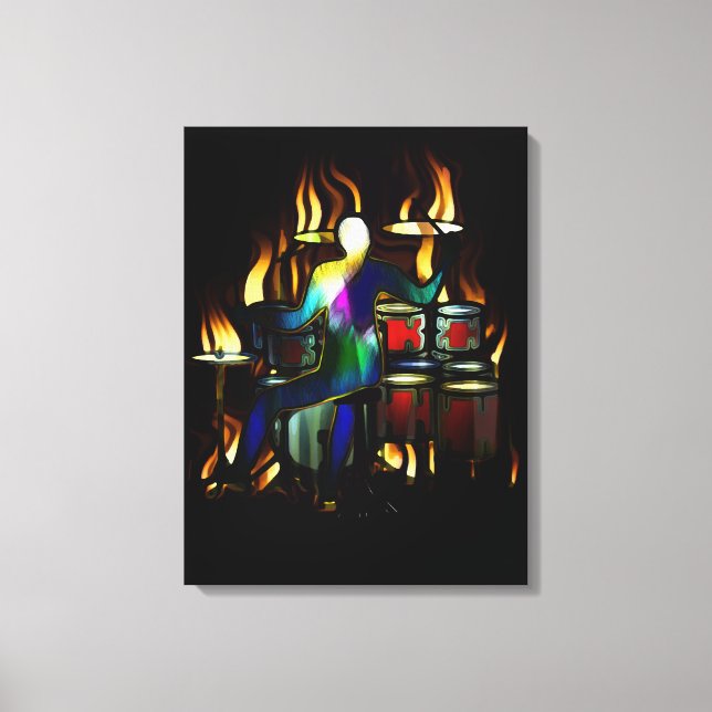 Toile Drum guy jouant son ensemble de batterie (Recto)
