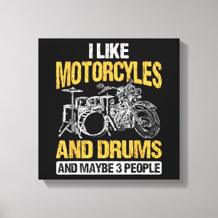 Toile Drummer Drumming J'Aime Les Motos Et Les Drums