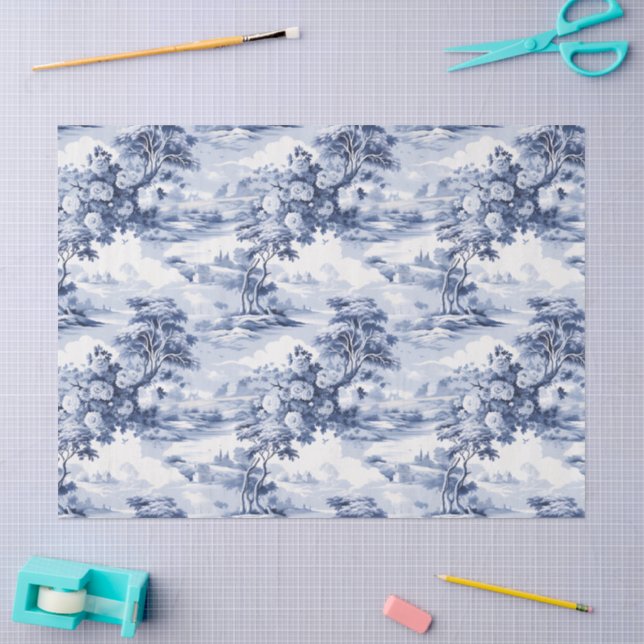 Toile du Jouy Blue Faux French  Seidenpapier (Basteln)