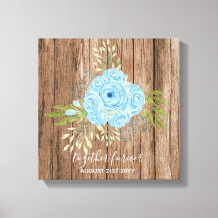 Toile Dusty Blue Roses NewlyWeds Mariage cadeau personne