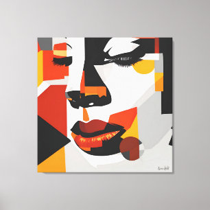 TOILE EARTHTONES PICASSO STYLE CUBIST PORTRAIT FEMME