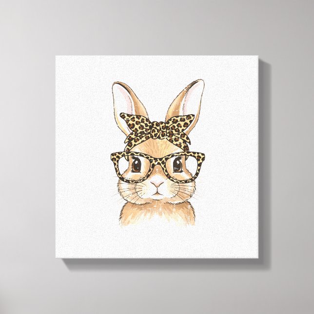 Toile Easter Bunny Leopard Glasses Bandana Rabbit Women  (Recto)