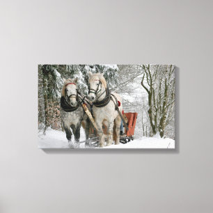 Toile Ébauche Chevaux Tirant Sleigh