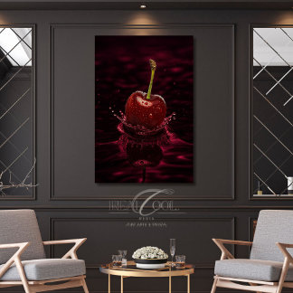 Toile Éclaboussure de cerise rouge foncé dans une impres
