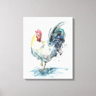 Toile Éclaboussure de coq - aquarelle