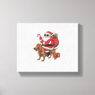 Toile Éclairage de Noël Père Noël équitation Basset Houn