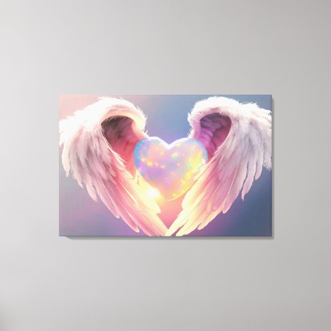 Toile *~* Éclairage Opal Heart Angel ailes Blue AP78 (Recto)