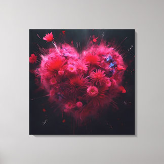 Toile Éclatement du coeur rose