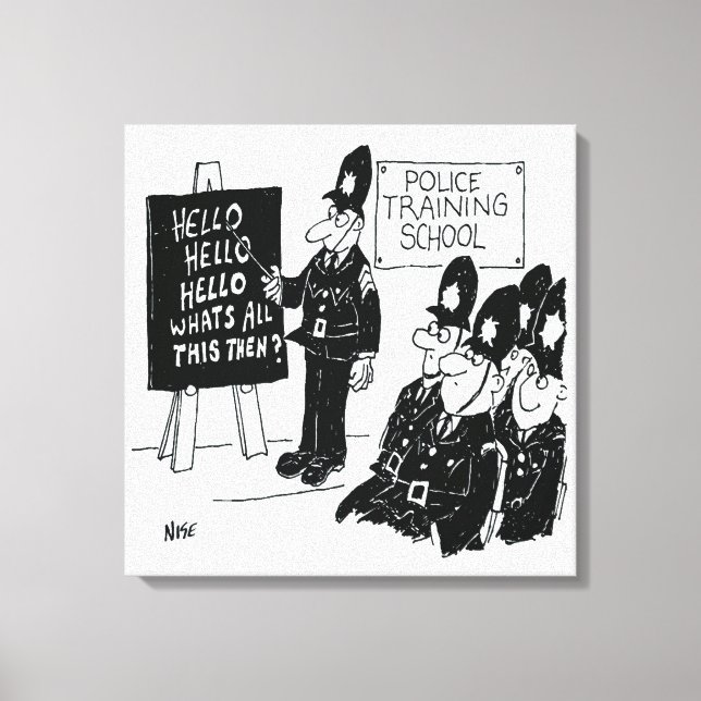 Toile École de formation de la police. Illustration drôl (Recto)