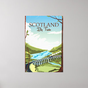 Toile Écosse Par locomotive de train Affiche de voyage