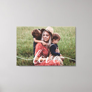 Toile Écriture de l'amour familial avec photo personnali