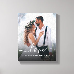 Toile Écriture personnalisée de mariage amour blanc