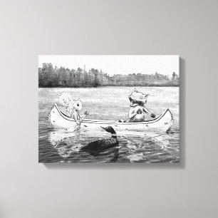 Toile Écureuil de raton laveur de dingue de canoë de l