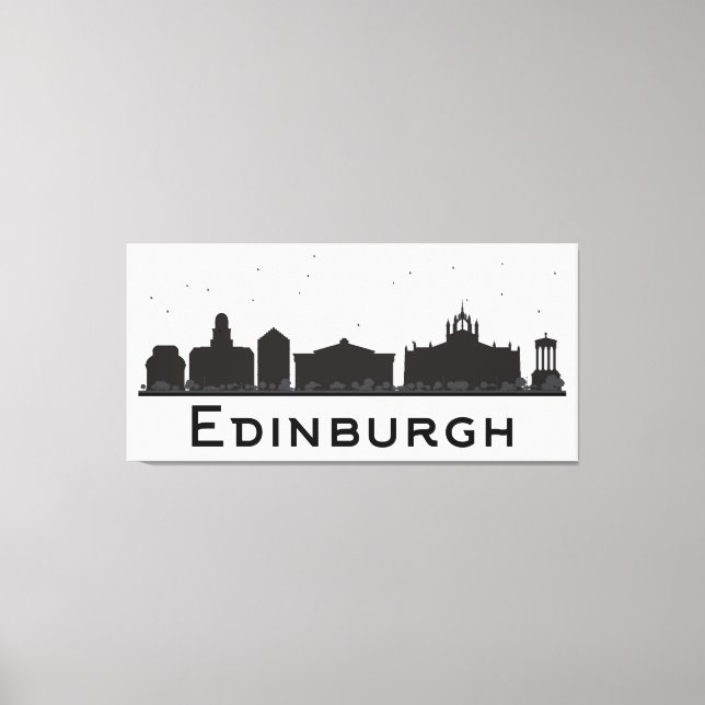 Toile Edimbourg Écosse | Skyline noir et blanc (Recto)