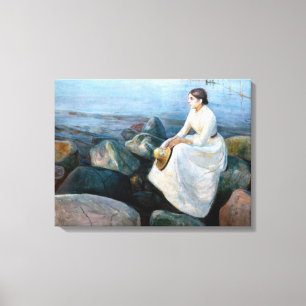 Toile Edvard Munch - Nuit d'été, Inger sur la plage