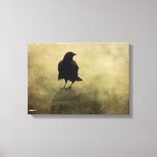Toile Eerie Crow dans le brouillard