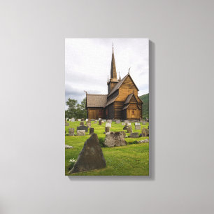 Toile Église de barre avec le cimetière en Norvège