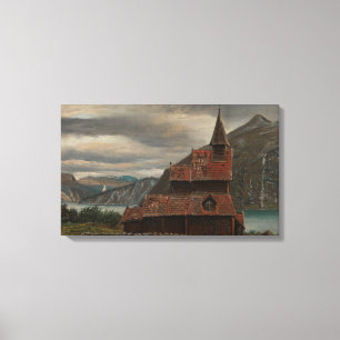 Toile Église traditionnelle en bois en stave en Norvège
