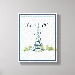 Toile Eiffel Tower Watercolor Paris Life Oui