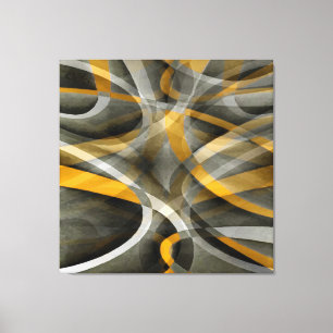 Toile Eighties Retro Mustard Yellow and Grey Abstract Cu