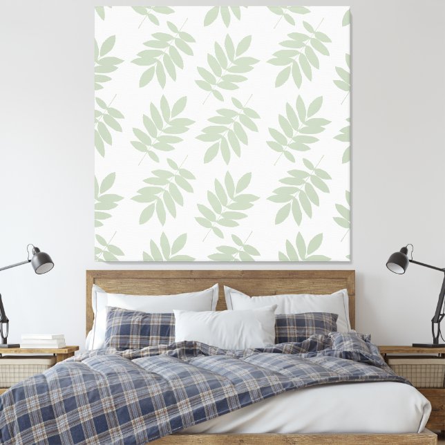 Toile Elder Leaf Pattern Green+White (Insitu(Chambre))