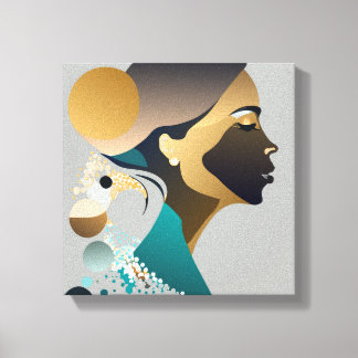 Toile Élégance abstraite en vert bleu et or # 1