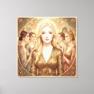 Toile Élégance blonde dans les floraisons pastel