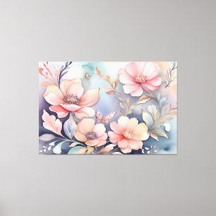 Toile Élégance de l'art des papillons floraux Whimsical